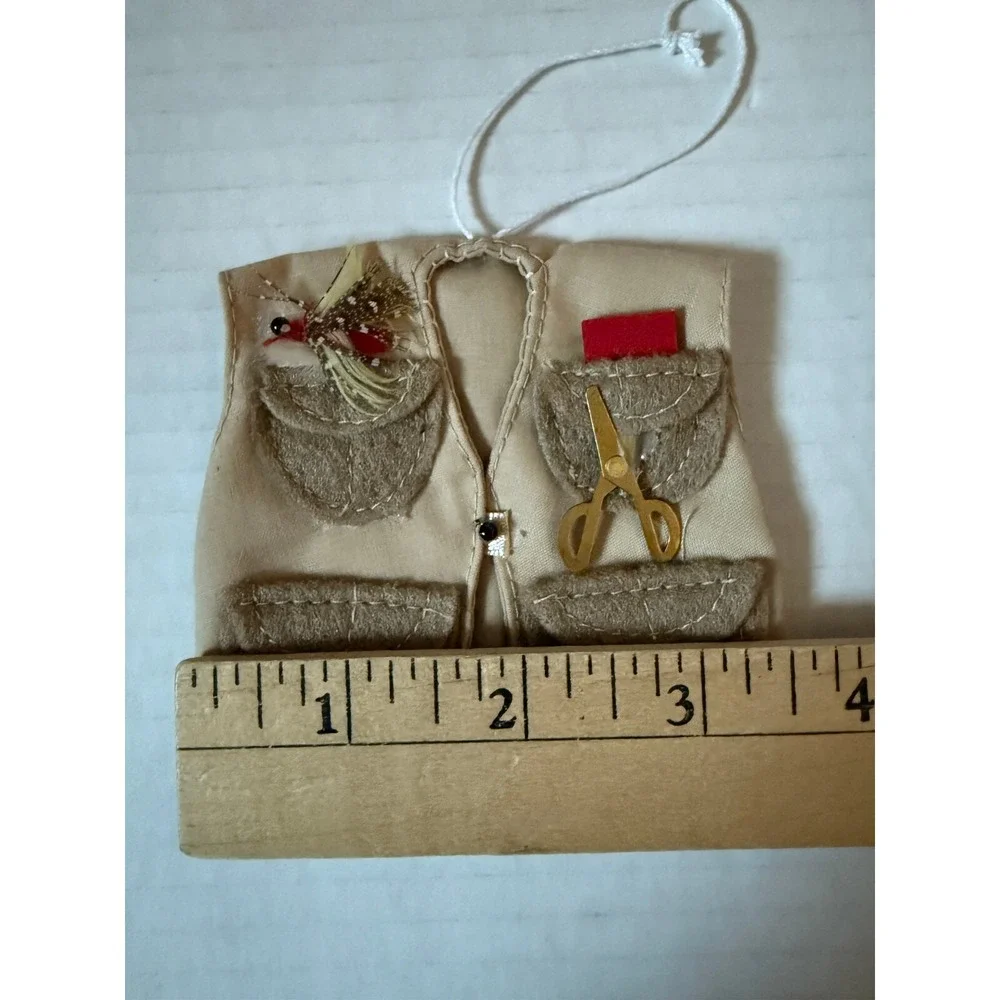 Fly Fishing Vest &‎ Hat - Christmas Ornaments - Lot of 2